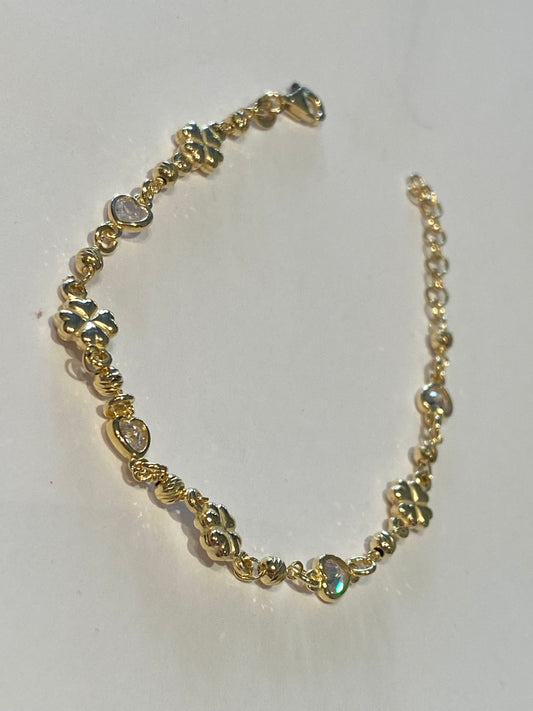 Bracciale Quadrifogli Argento Dorato