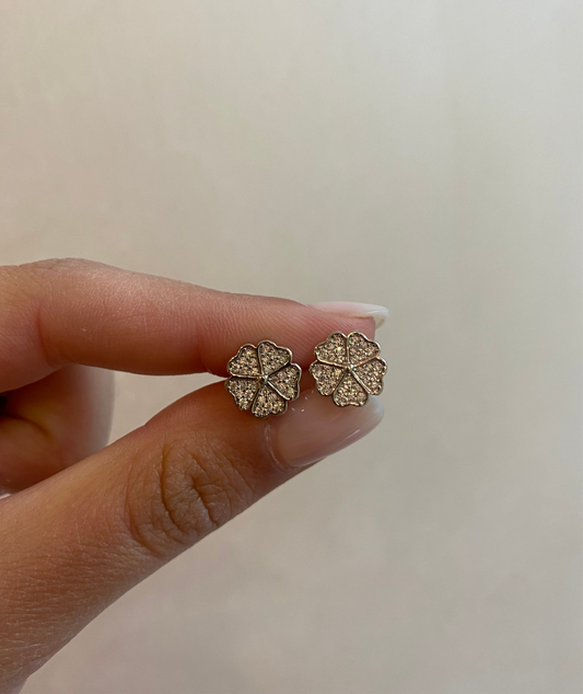 Orecchini Quadrifoglio Argento e Zirconi