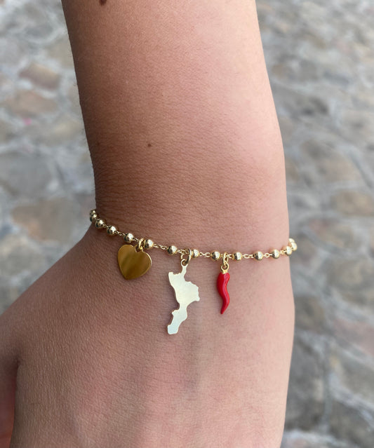 Bracciale Calabria Portafortuna Argento Dorato