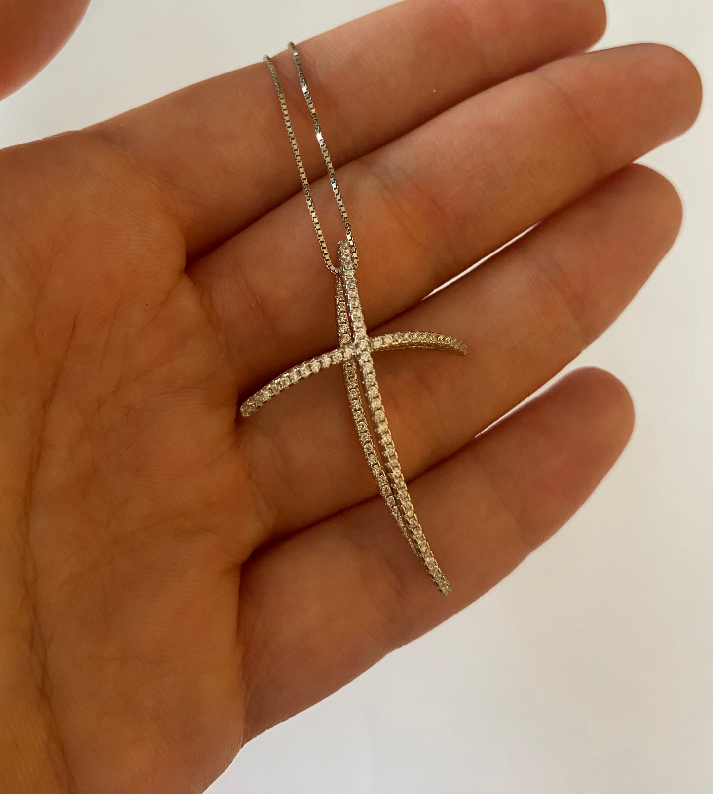 Croce Intrecciata in Argento 925 con Zirconi