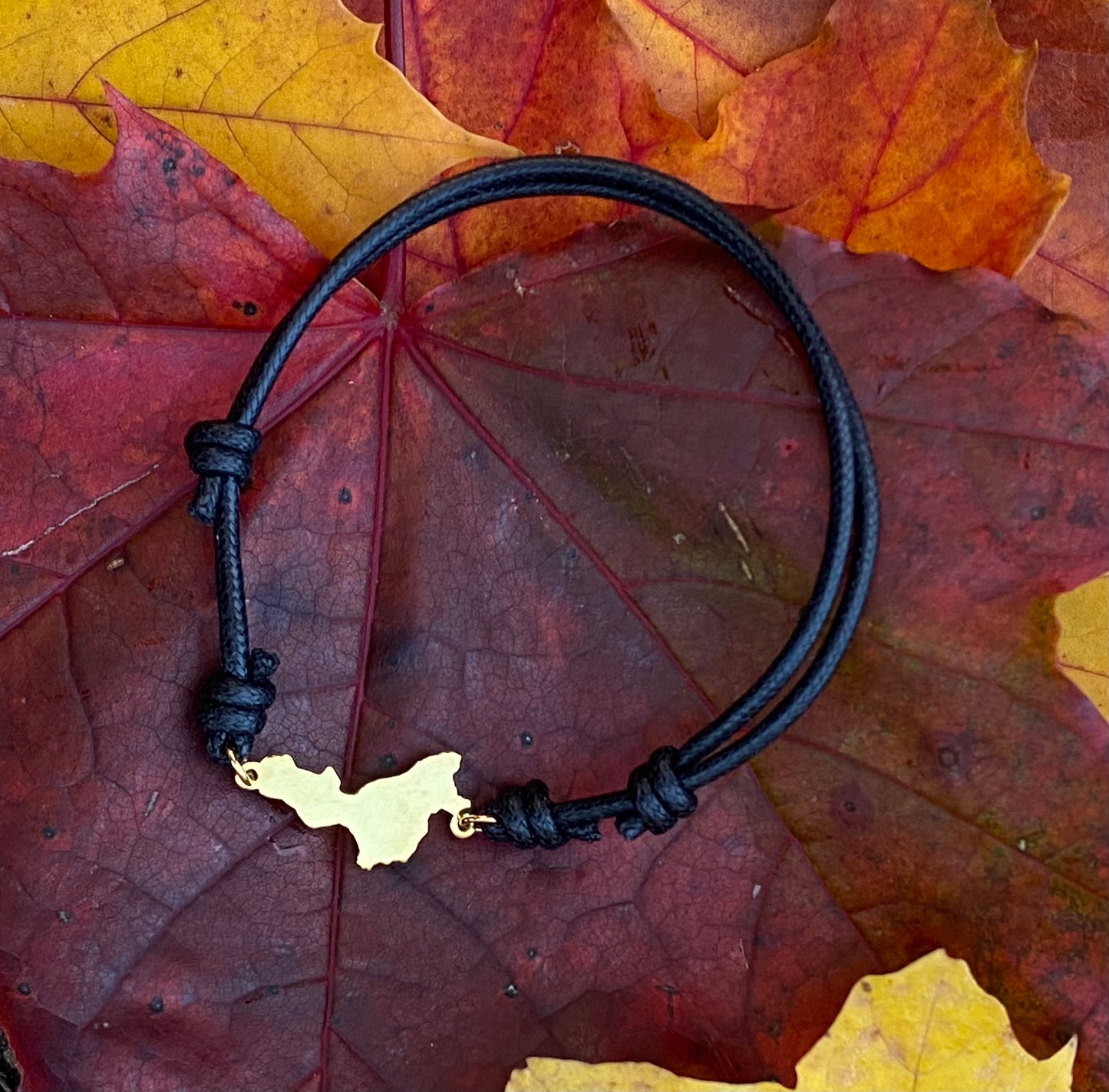 Bracciale Calabria Orizzontale in Argento dorato e Corda Cerata