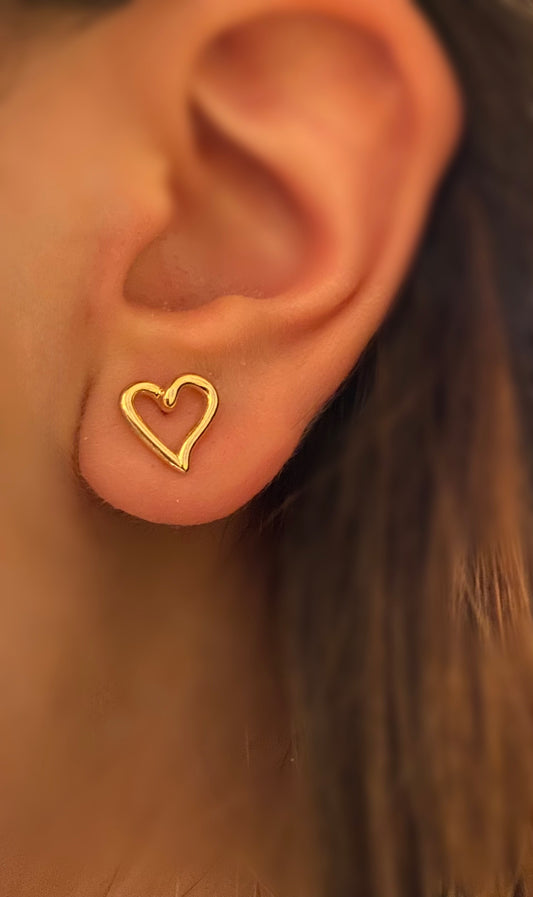 Orecchini Cuore Lobo Argento Dorato