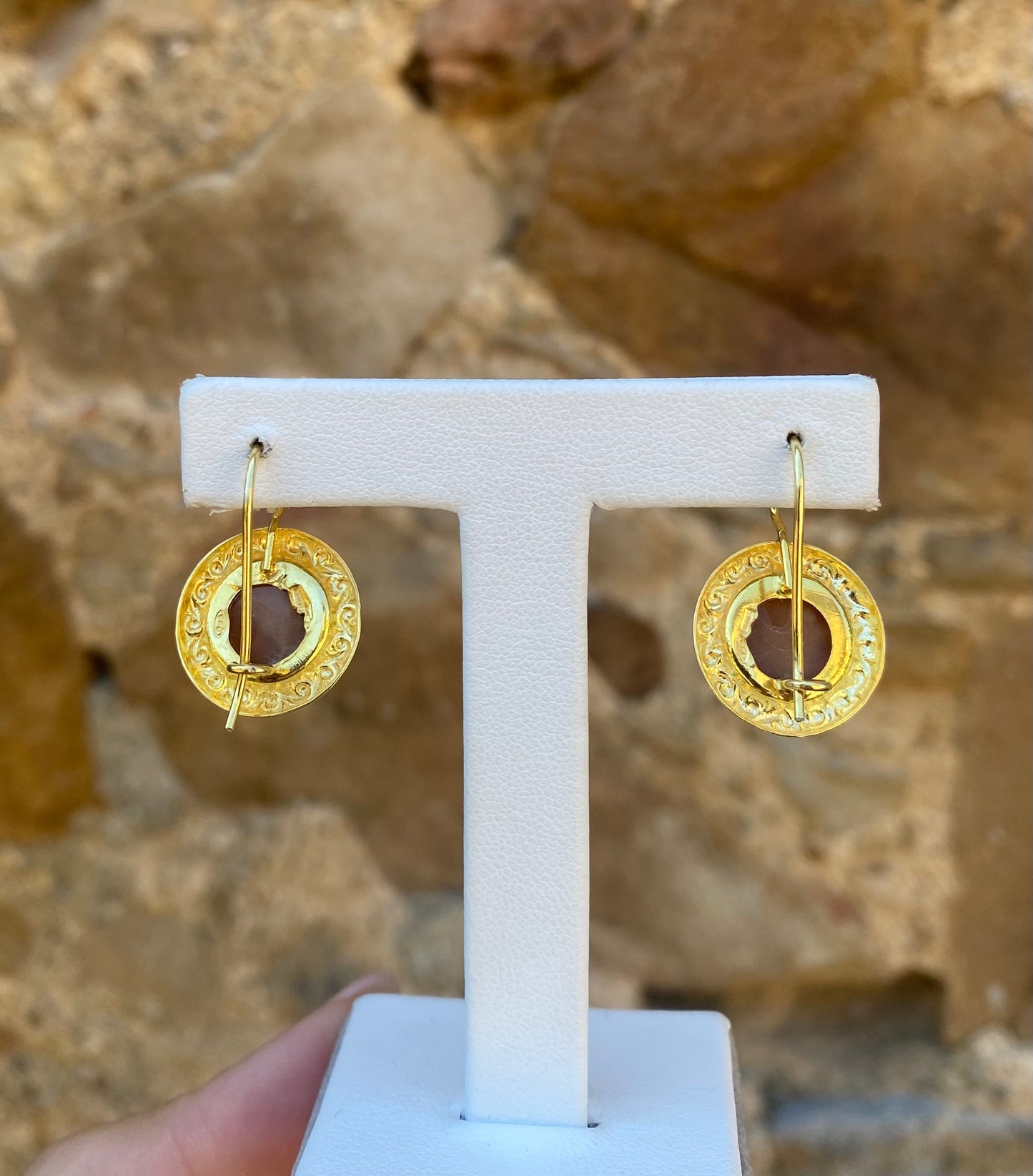 Orecchini Cammeo Sole Luna Chiusura ad amo con occhiello