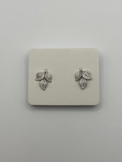 Orecchini Foglie in Argento 925 con Zirconi