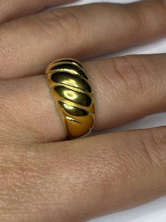 Anello Croissant Acciaio Dorato