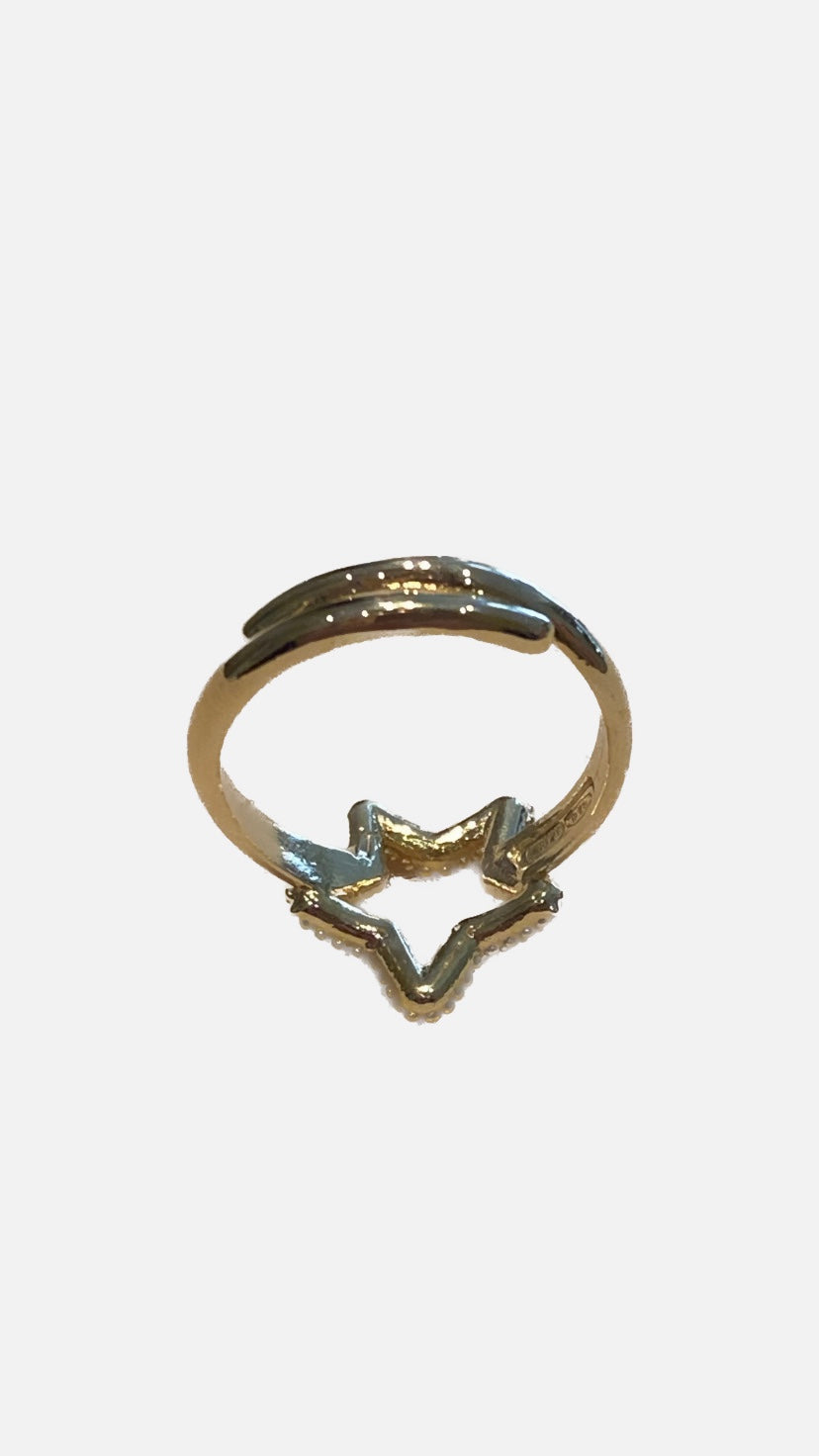 Anello Stella Traforata Argento Dorato
