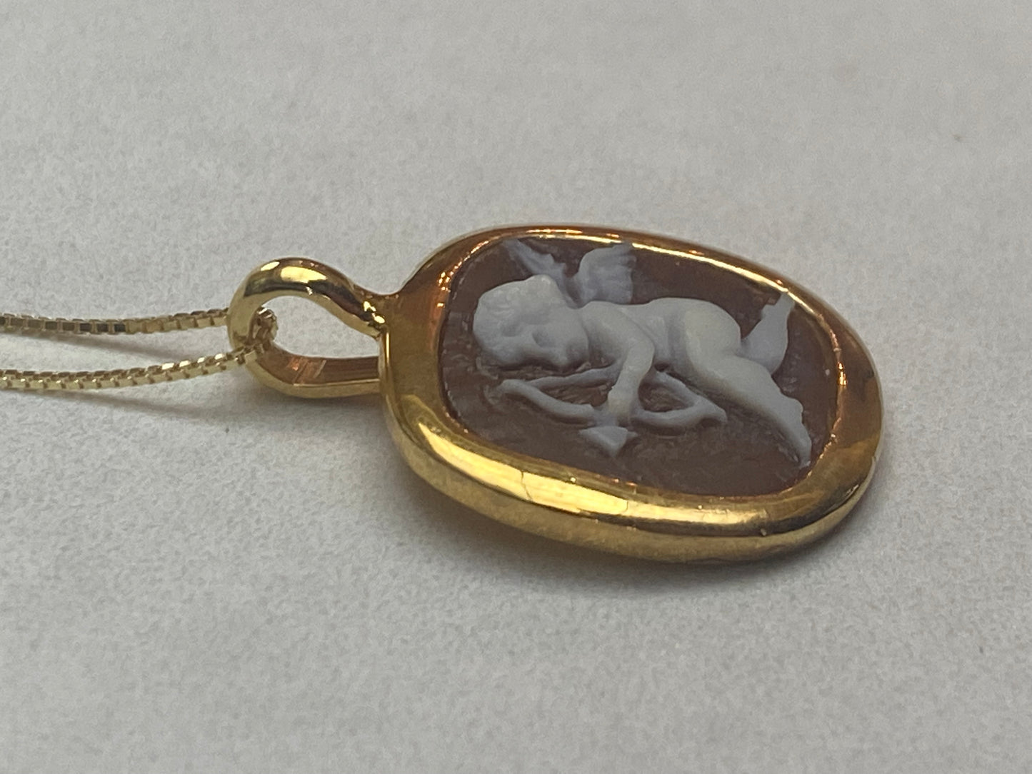 Girocollo Cammeo Cupido Argento Dorato