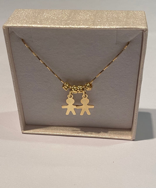 Collana Due Bimbi con Pepite