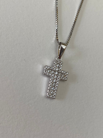 Collana Croce Pavè Argento