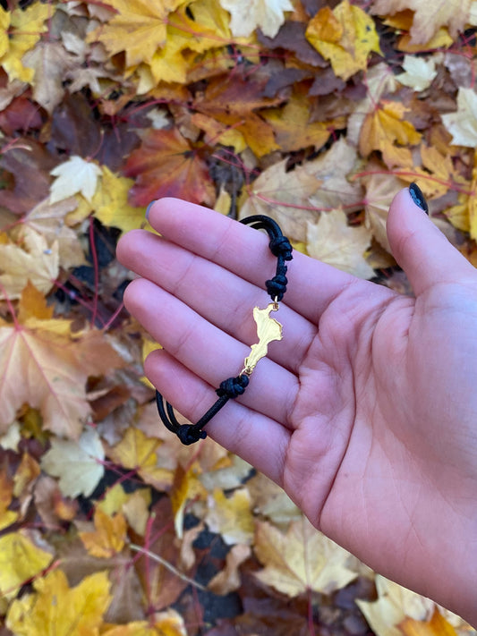 Bracciale Calabria Orizzontale in Argento dorato e Corda Cerata
