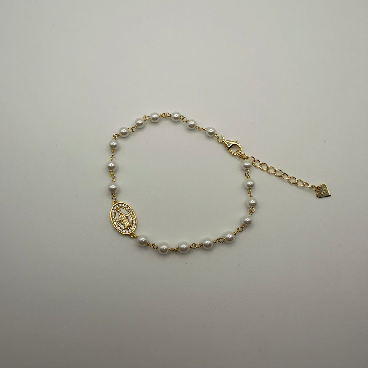 Bracciale Madonna Madreperla in argento 925 dorato e Swarovski - Zumpano Gioielli