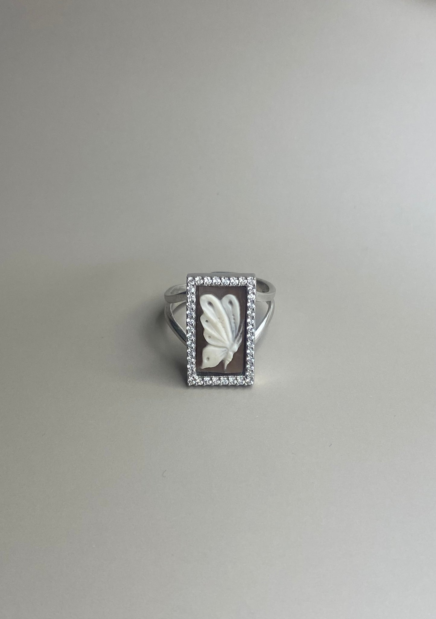 Anello Rettangolare Cammeo Farfalla