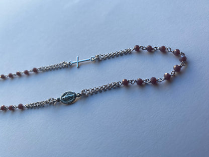 Rosario Girocollo in Argento 925 Pietre Glicine