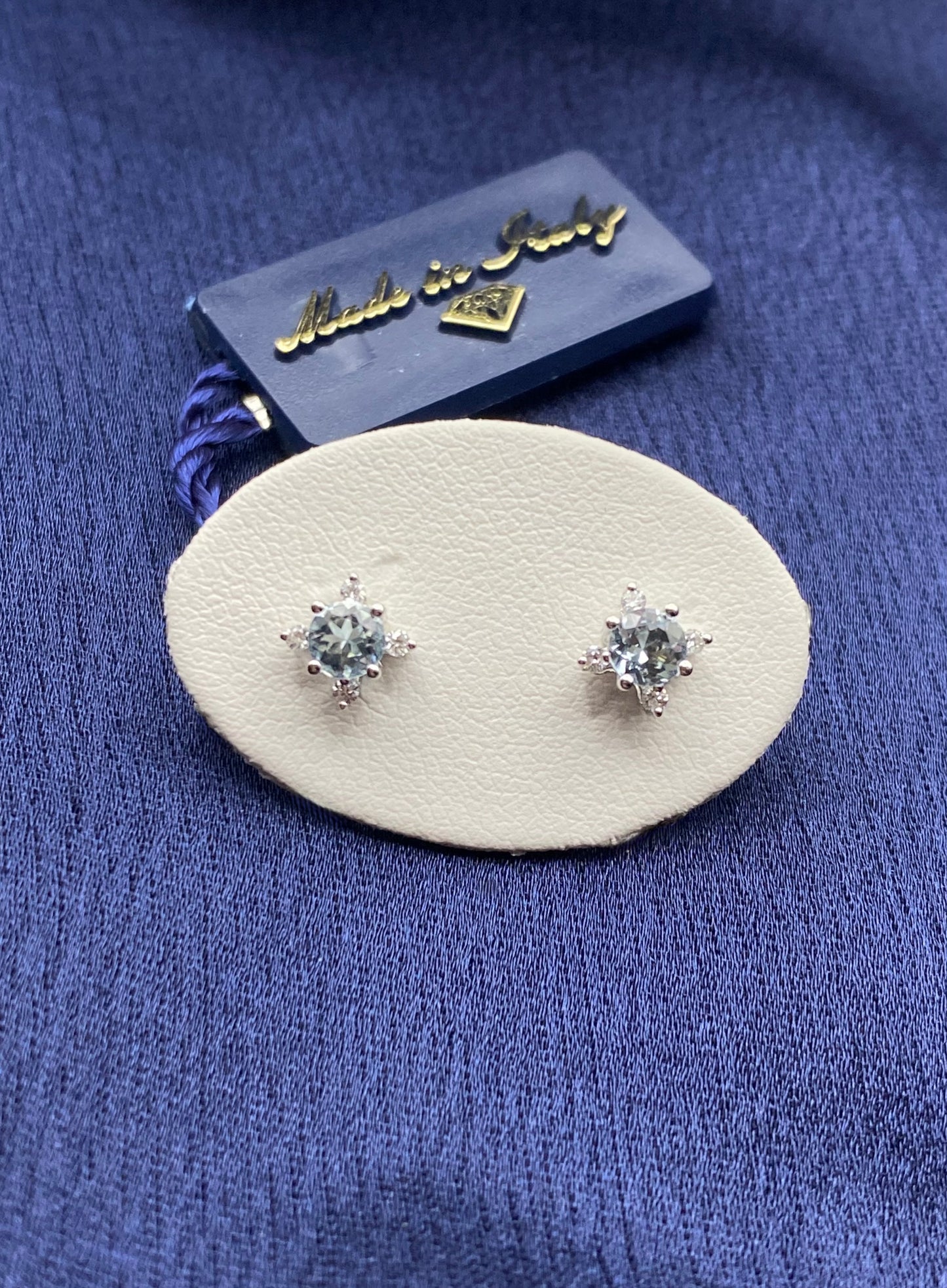Orecchini Oro 750 con Acquamarina e diamantini