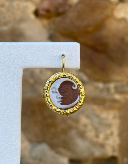 Orecchini Cammeo Sole Luna Chiusura ad amo con occhiello