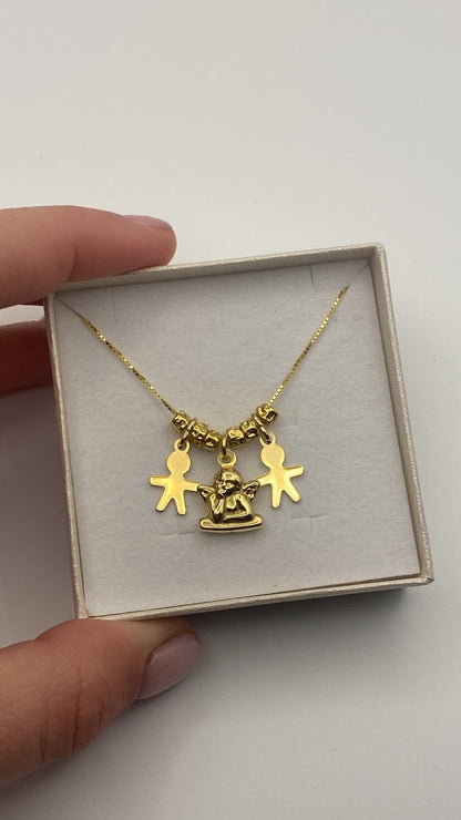 Collana Con due Bimbi e angioletto al centro