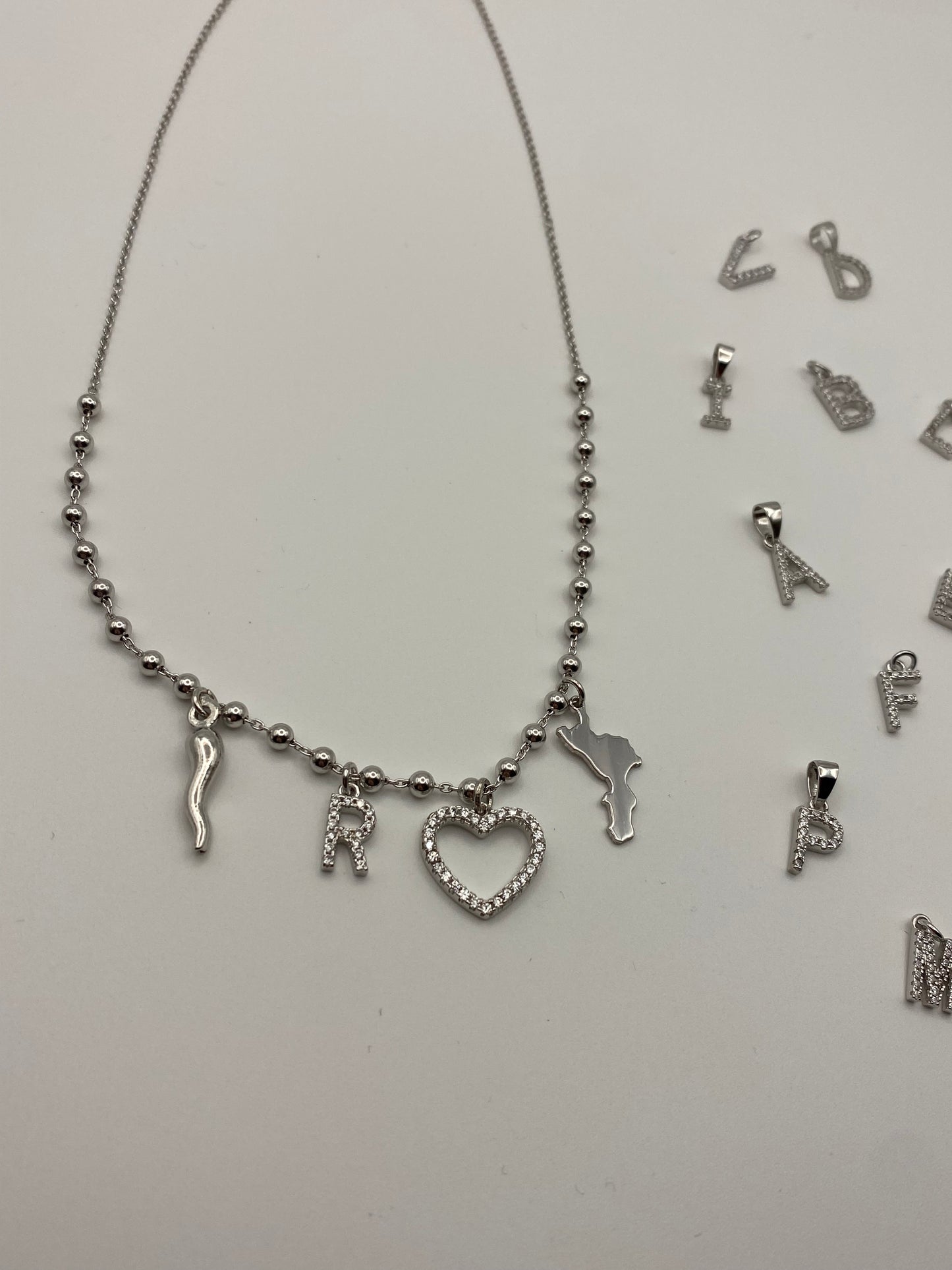 Collana Calabria Iniziale Cuore e Cornetto