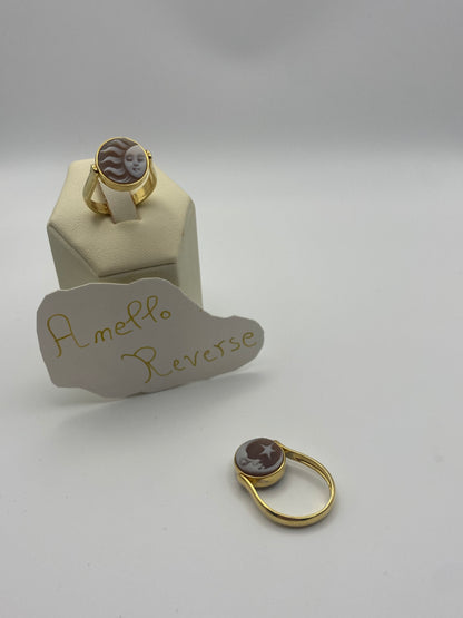 Anello Reverse Sole Luna-In Argento Dorato