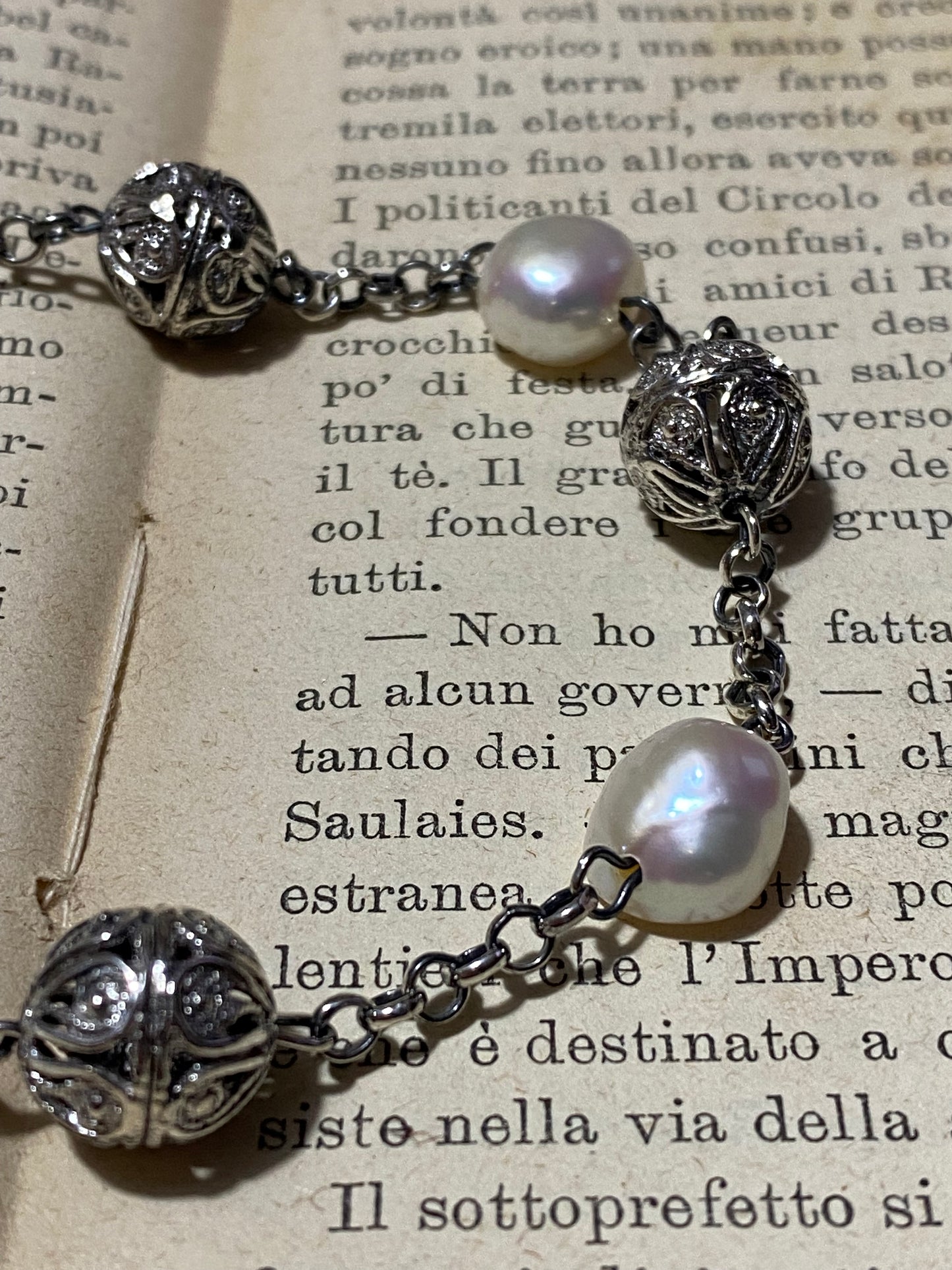 Bracciale Chicchi in Filigrana e Perle Barocche