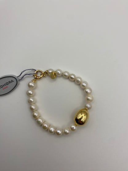 Bracciale con Perle Naturali e Sfera Big