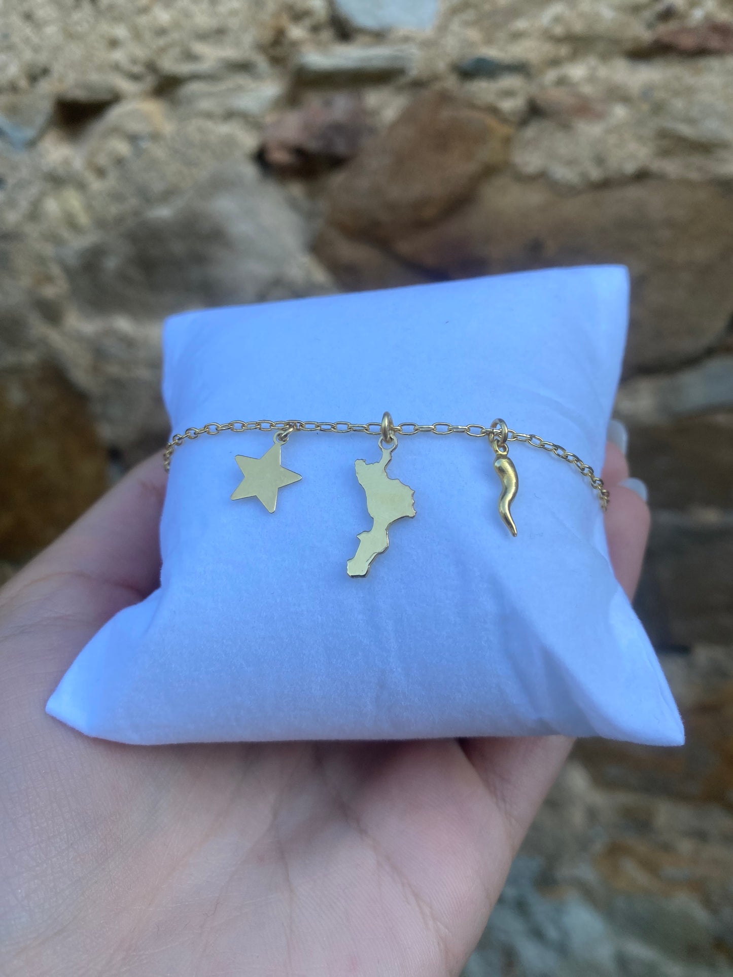 Bracciale Calabria con Stellina e Peperoncino Portafortuna