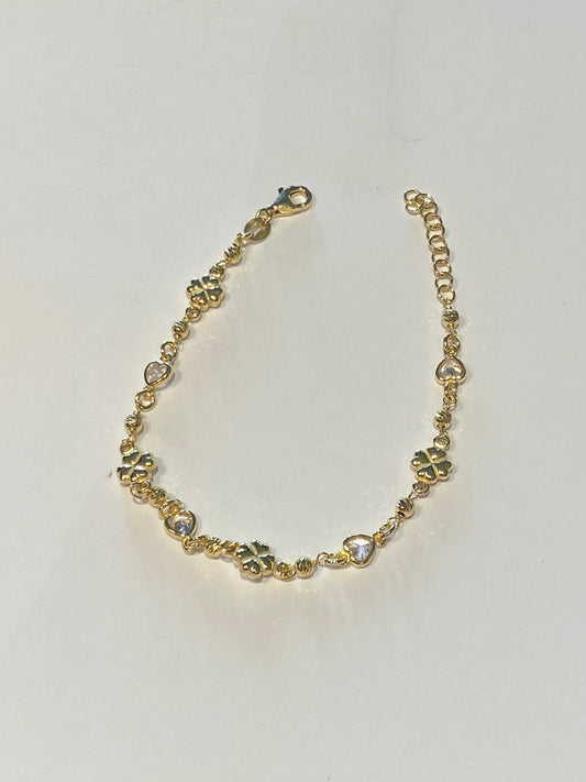 Bracciale Quadrifogli Argento Dorato