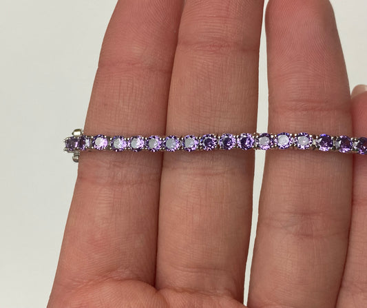 Bracciale Tennis Argento 925 e Zirconi Viola ametista