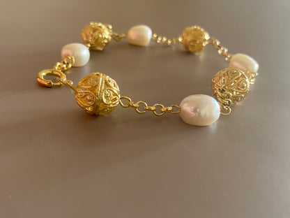 Bracciale Chicchi in Filigrana e Perle Barocche