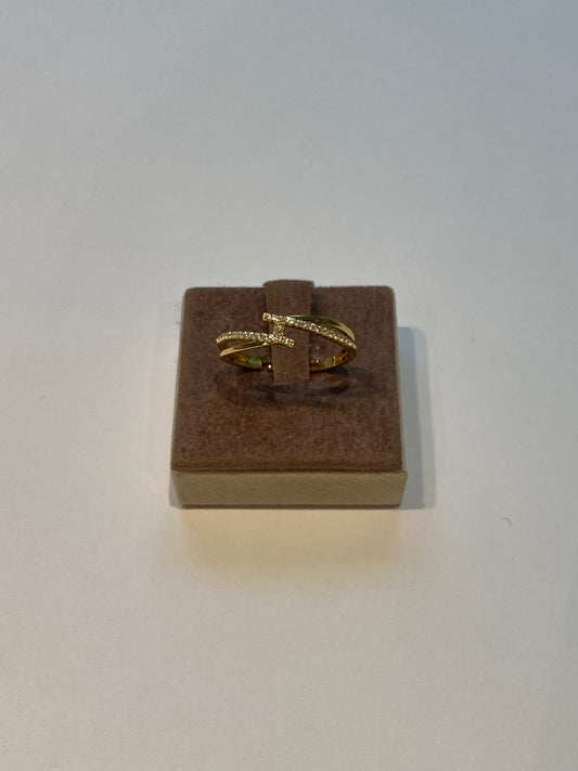 Anello Contrarié Argento Dorato e Zirconi