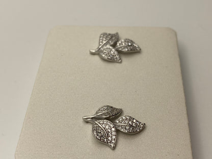 Orecchini Foglie in Argento 925 con Zirconi