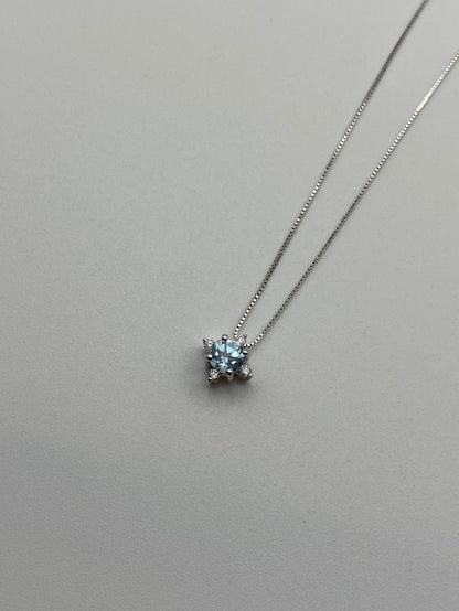Collana Oro 750 con Acquamarina e diamantini