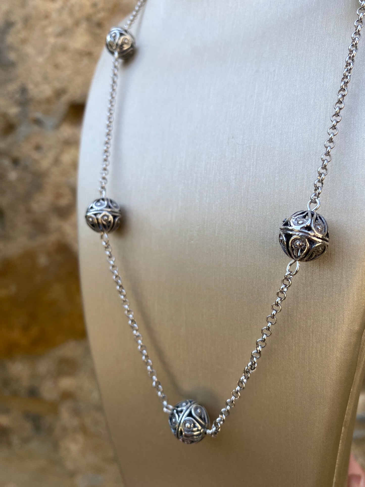 Collana Mini Chicchi in Filigrana Argento Brunito