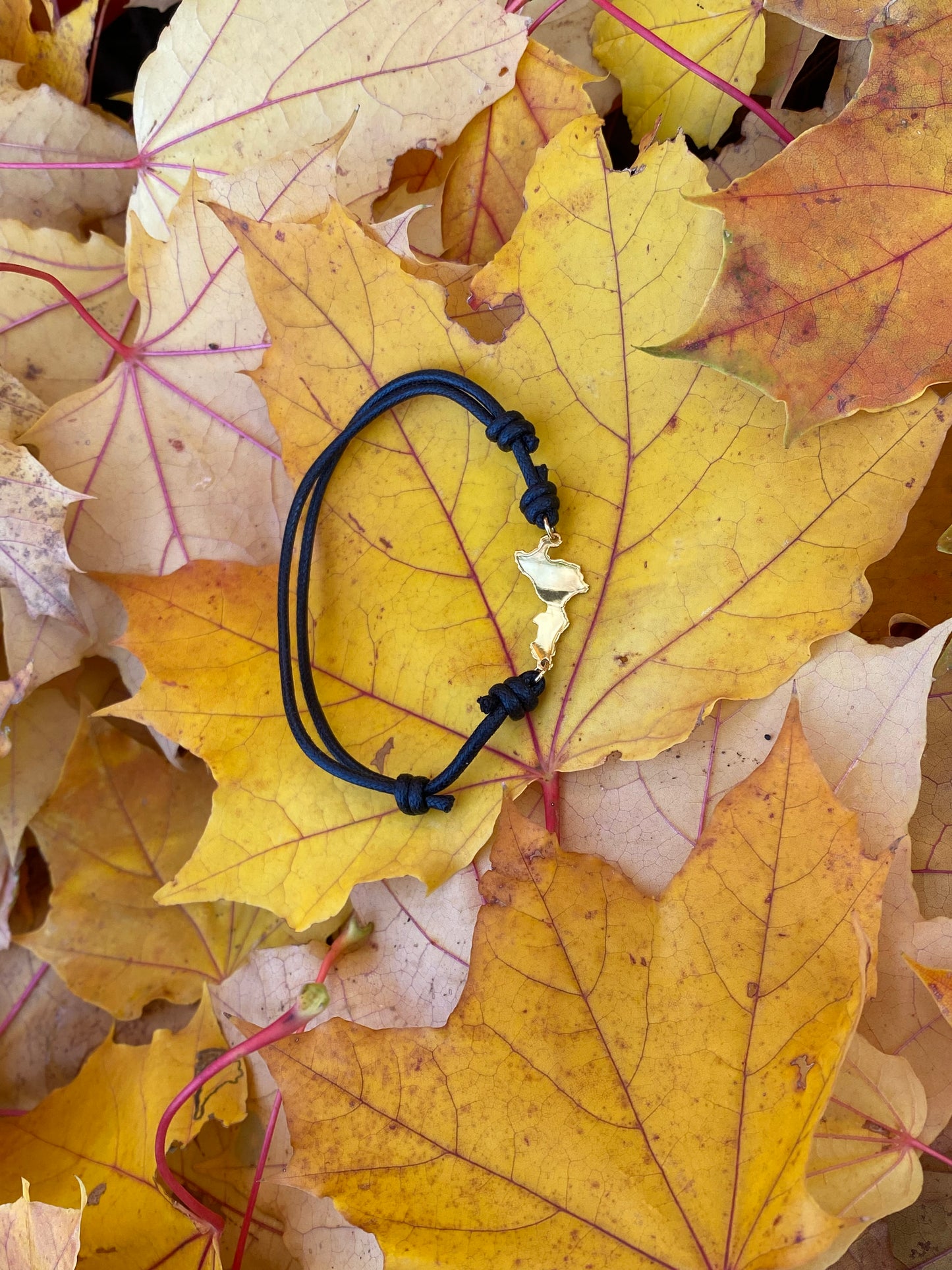 Bracciale Calabria Orizzontale in Argento dorato e Corda Cerata