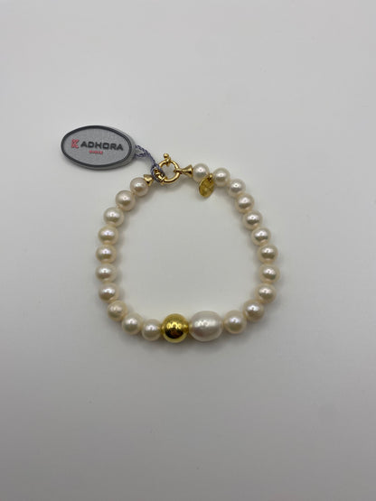 Bracciale con Perle Naturali e Sfera Medium