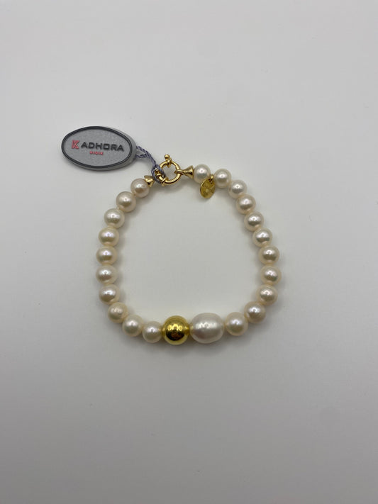 Bracciale con Perle Naturali e Sfera Medium