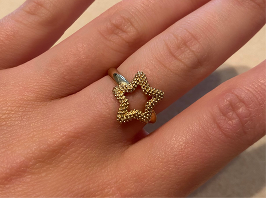 Anello Stella Traforata Argento Dorato