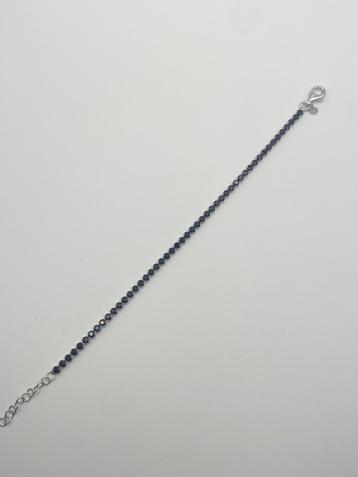 Bracciale Tennis Argento 925 e Pietre Nere