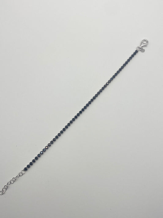 Bracciale Tennis Argento 925 e Pietre Nere