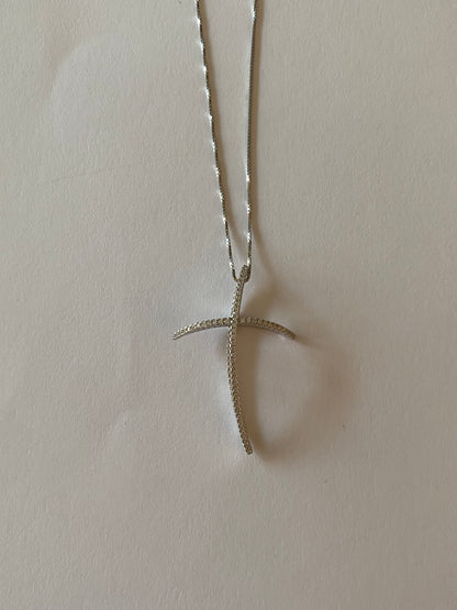 Croce Intrecciata in Argento 925 con Zirconi