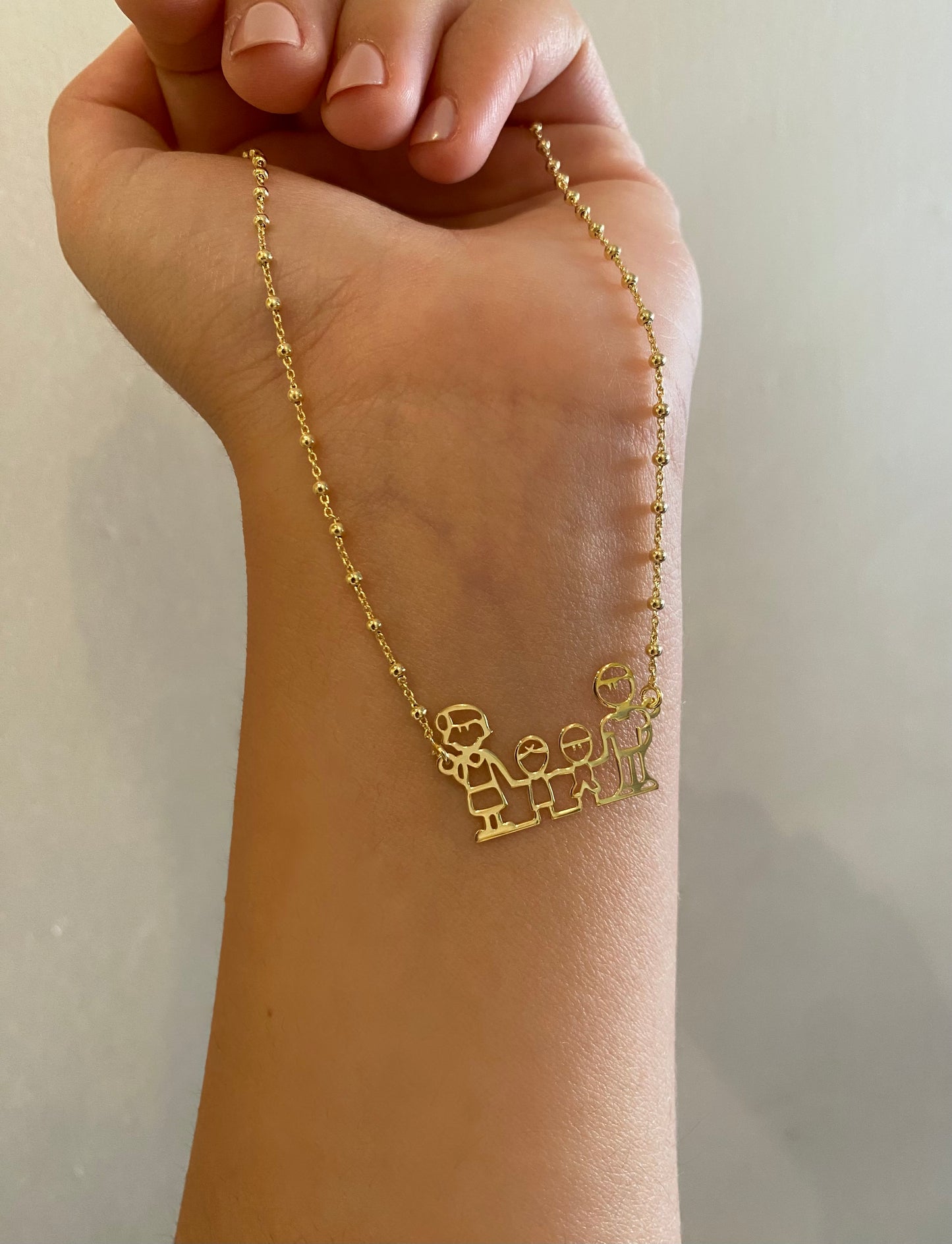 Collana Famiglia con Bimba e Bimbo in Argento Dorato