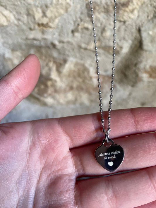 Collana Festa della Mamma Cuore Doppia Incisione