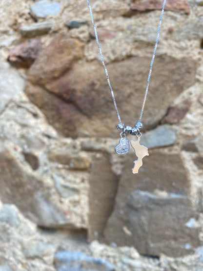 Collana Calabria con Cuore Zirconato