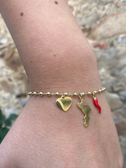 Bracciale Calabria Portafortuna Argento Dorato