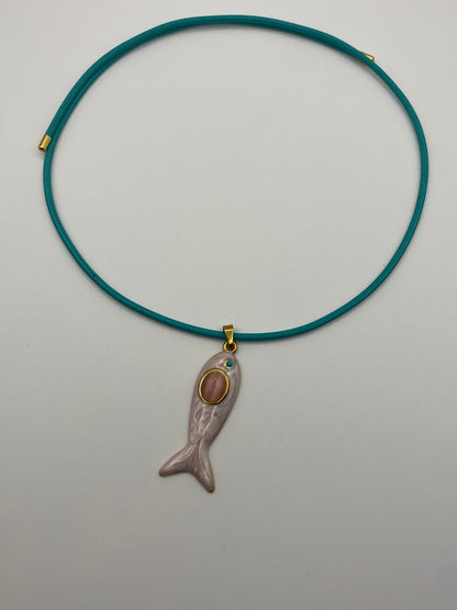 Cordoncino Magnetico Turchese con ciondolo Pesce