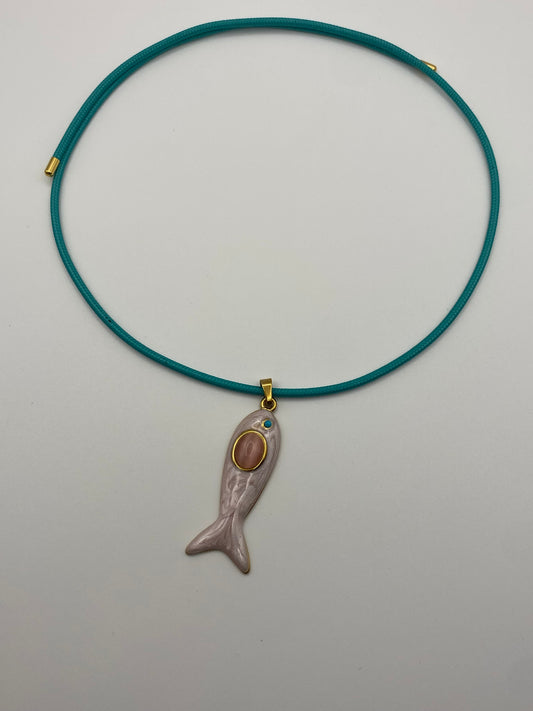 Cordoncino Magnetico Turchese con ciondolo Pesce