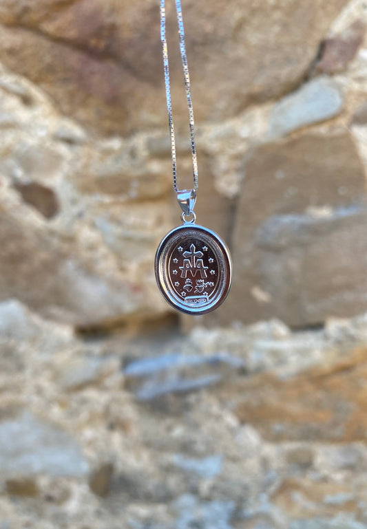 Collana con Medaglia Madonna Miracolosa in Argento