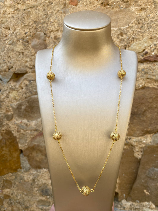 Collana Mini Chicchi in Filigrana Argento Dorato