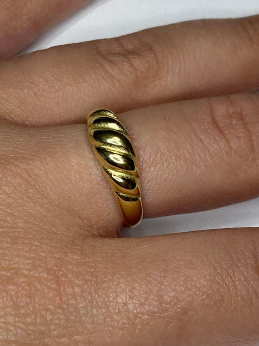 Anello Croissant sottile Acciaio Dorato