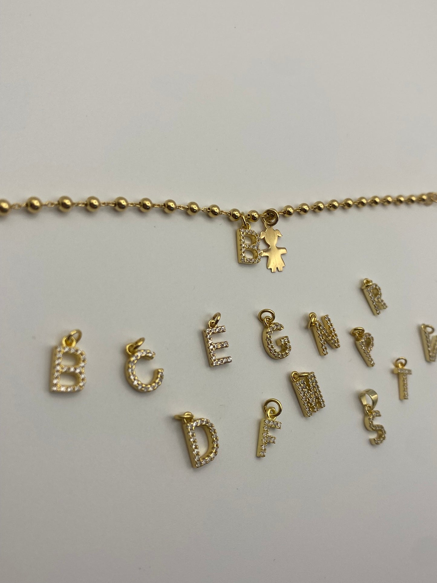 Bracciale Bimba con Iniziale-In argento Dorato