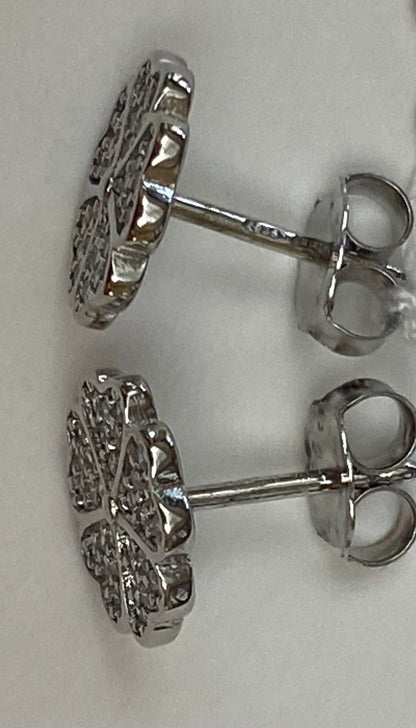 Orecchini Quadrifoglio Argento e Zirconi